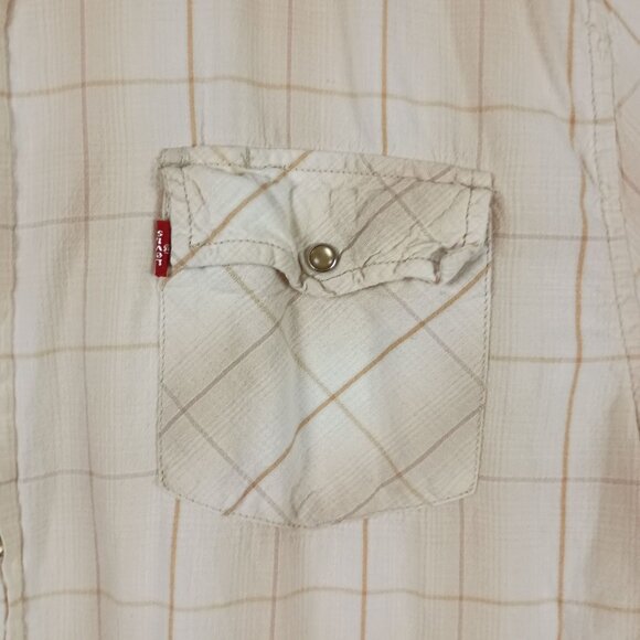 Levis Jeanswear Mens Plaid Windowpane Short Sleeve Pearl Snap Western Shirt XL - Picture 3 of 7